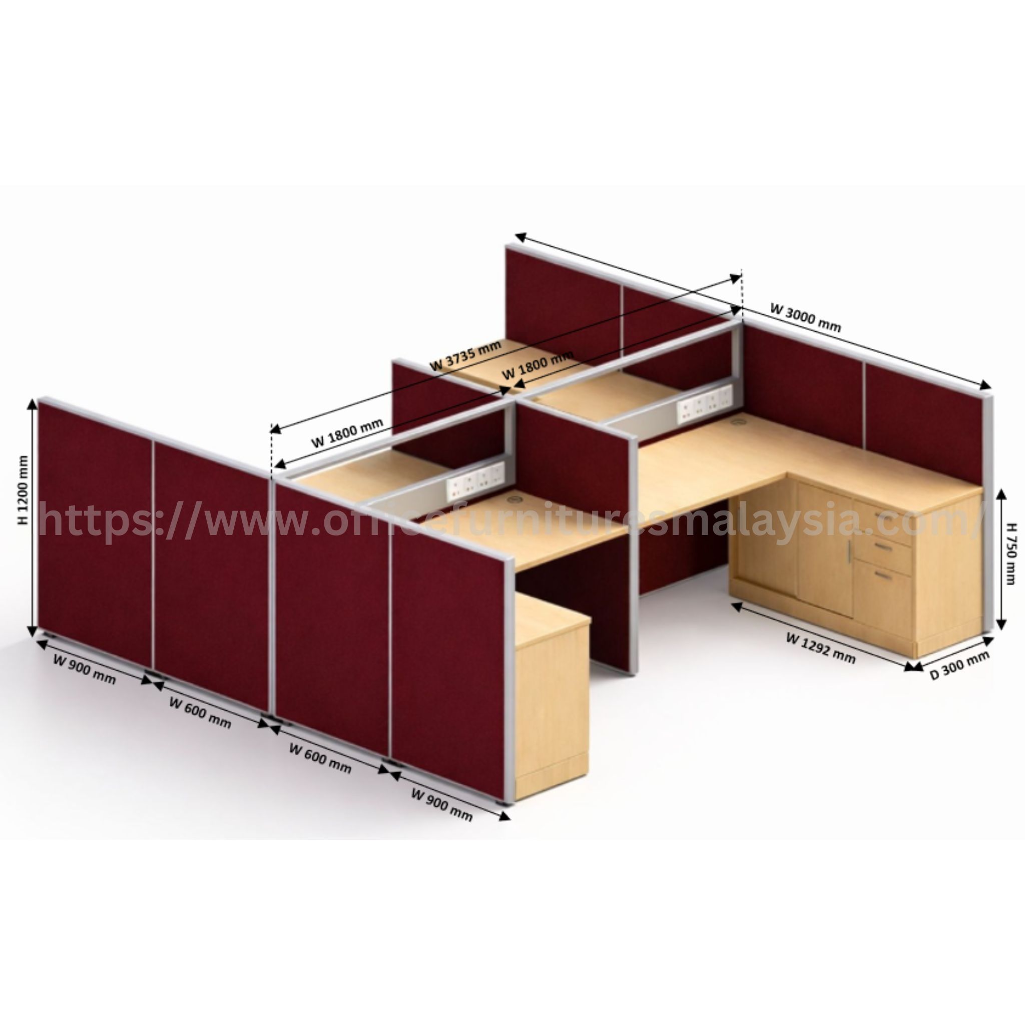 6 ft Vortex Unite 4 Seater Workplace KLCC Banting Balakong Ipoh