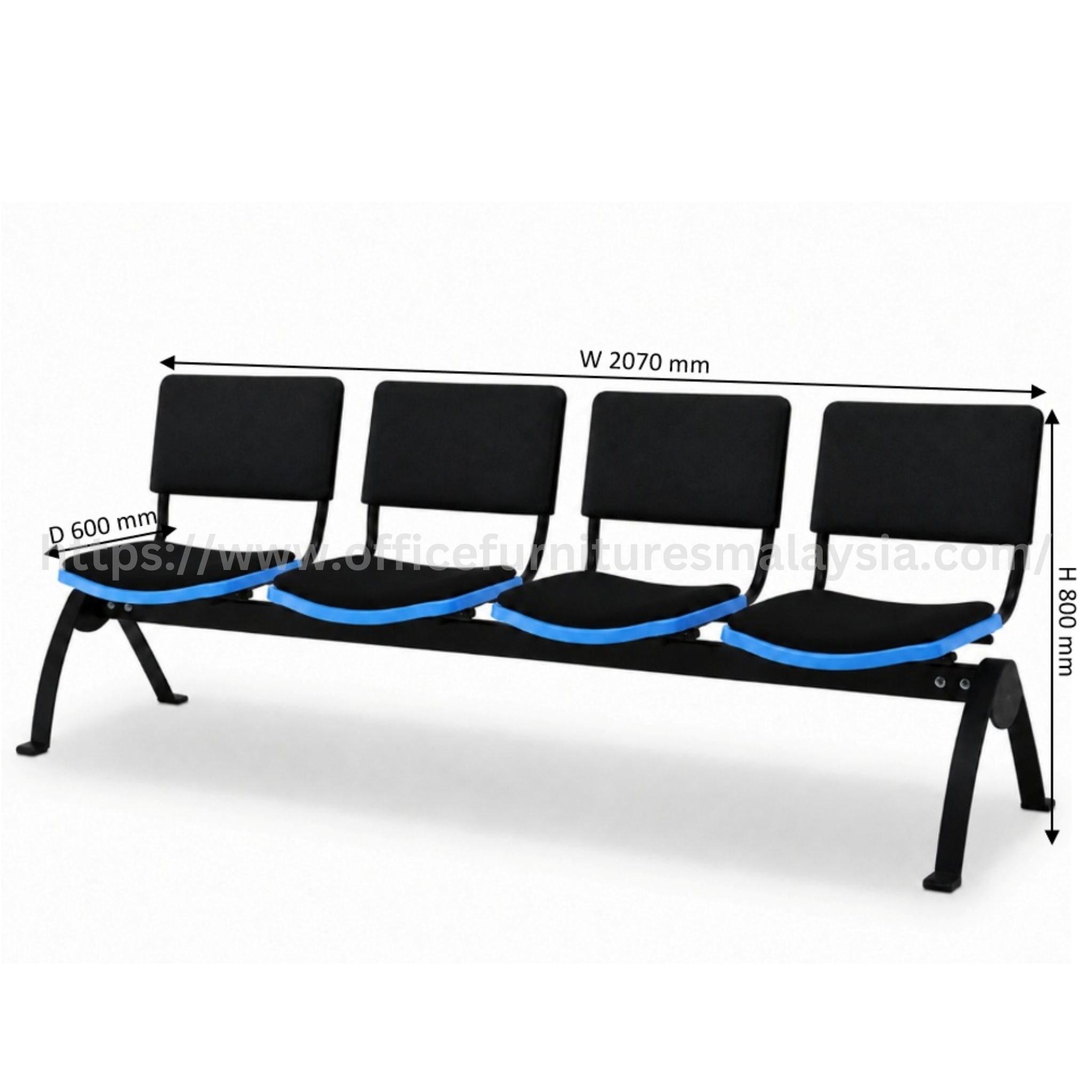 Bino 4 Seater Link Chair with Backrest & Seat Padded Kampung Baru Titiwangsa Jalan Ipoh