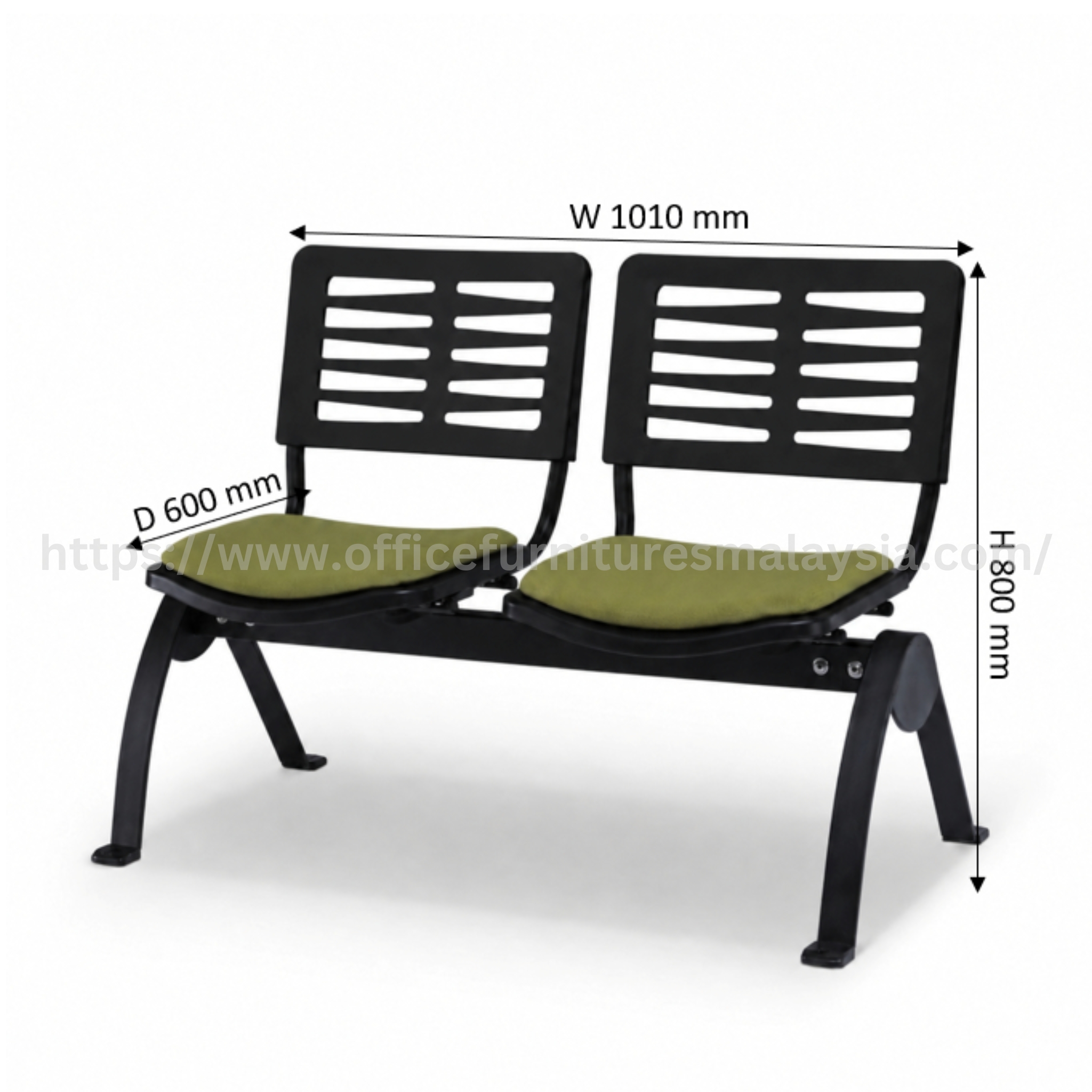 Fino 2 Seater Link Chair with Seat Padded Sepang Salak Tinggi Nilai