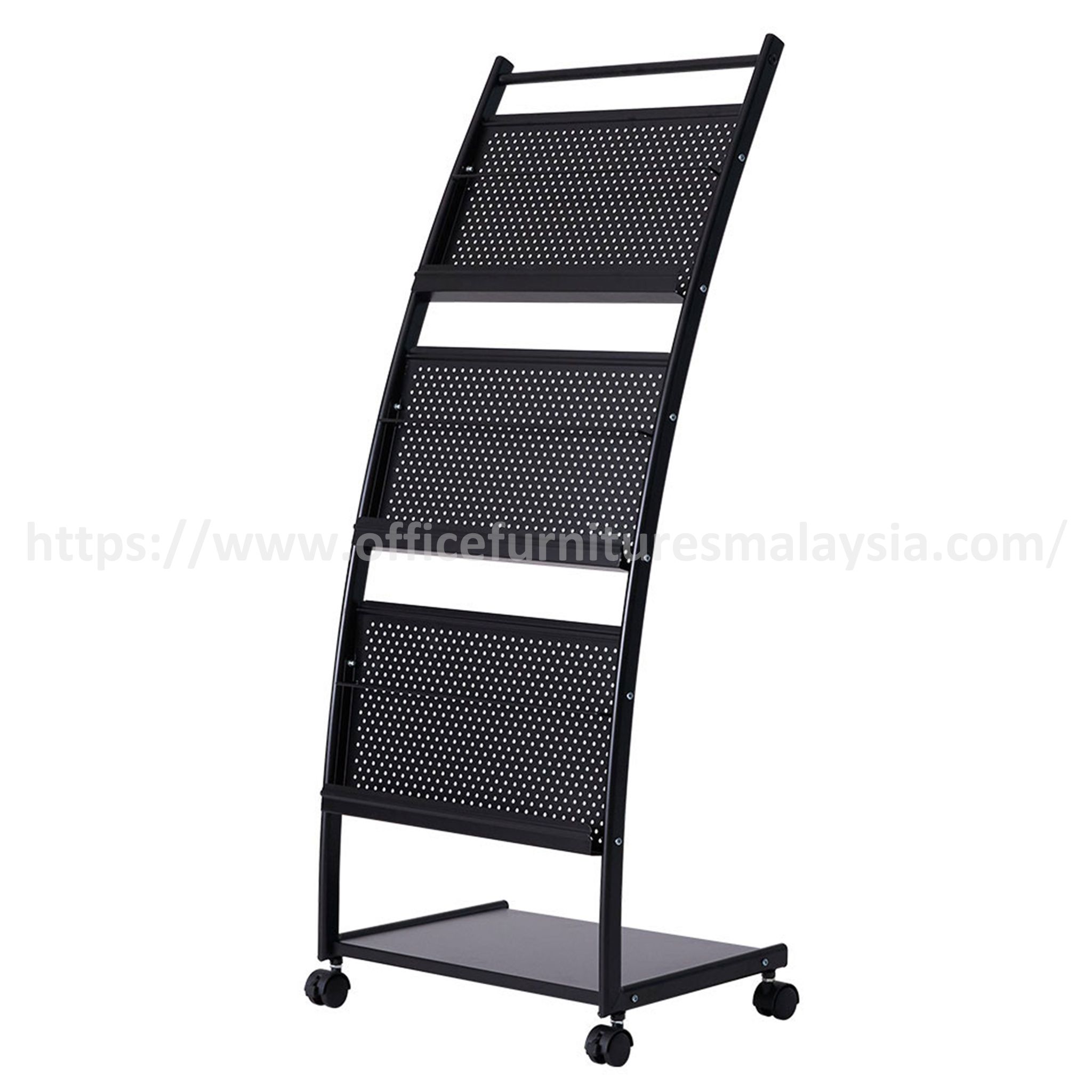 Industrial 3-Tier Metal Magazine Rack with Wheels Beranang Setia Alam Cheras