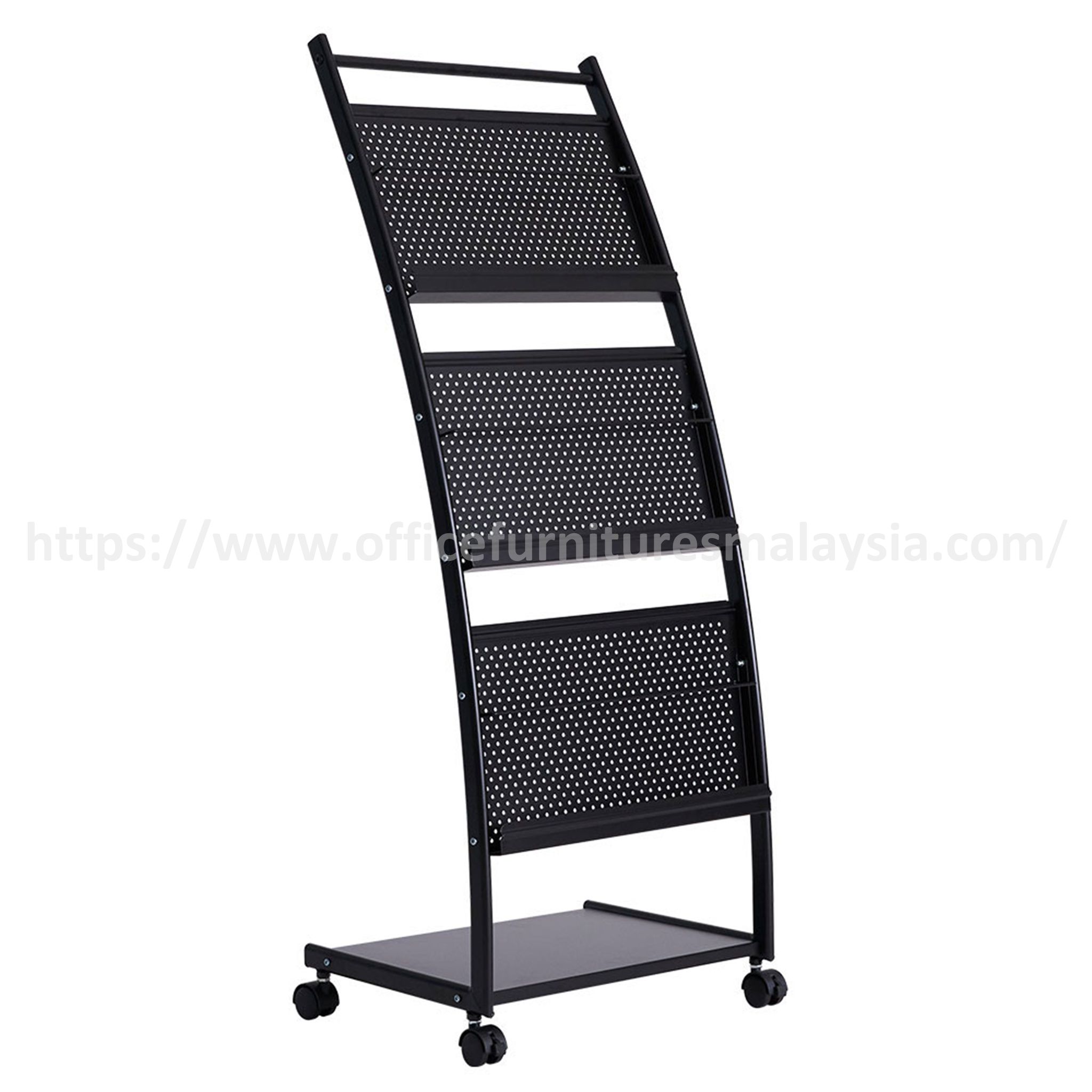 Industrial 3-Tier Metal Magazine Rack with Wheels Gombak Ampang Nilai