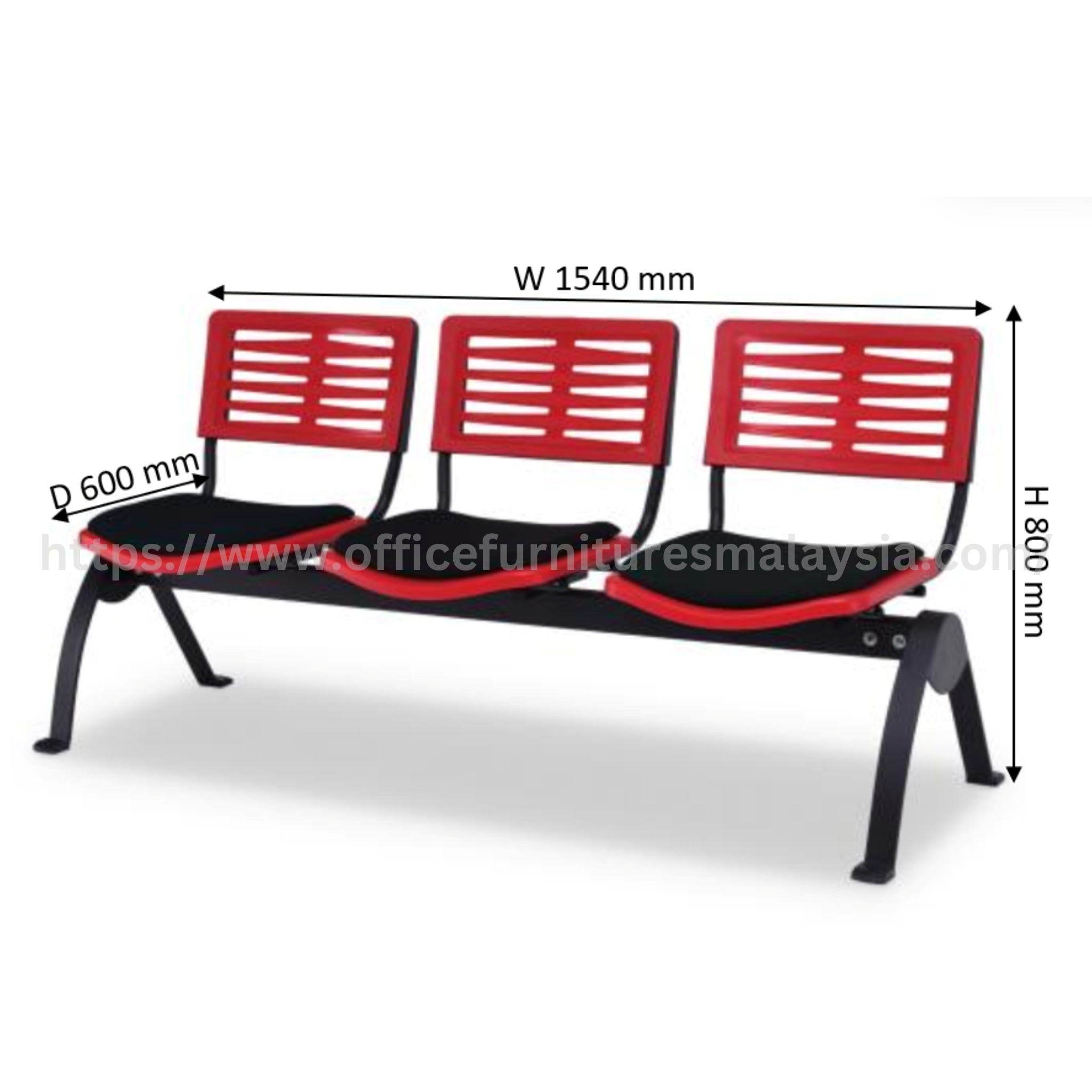 Leno 3 Seater Link Chair with Seat Padded Damansara Subang Jaya Setapak