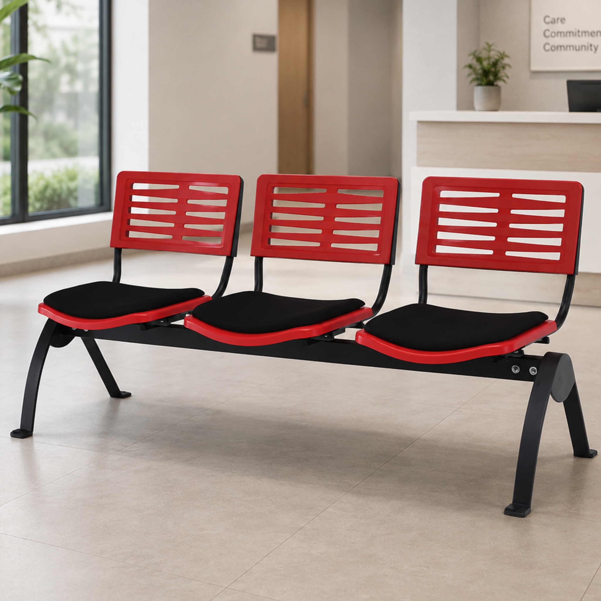 Leno 3 Seater Link Chair with Seat Padded Gombak Kapar Selayang