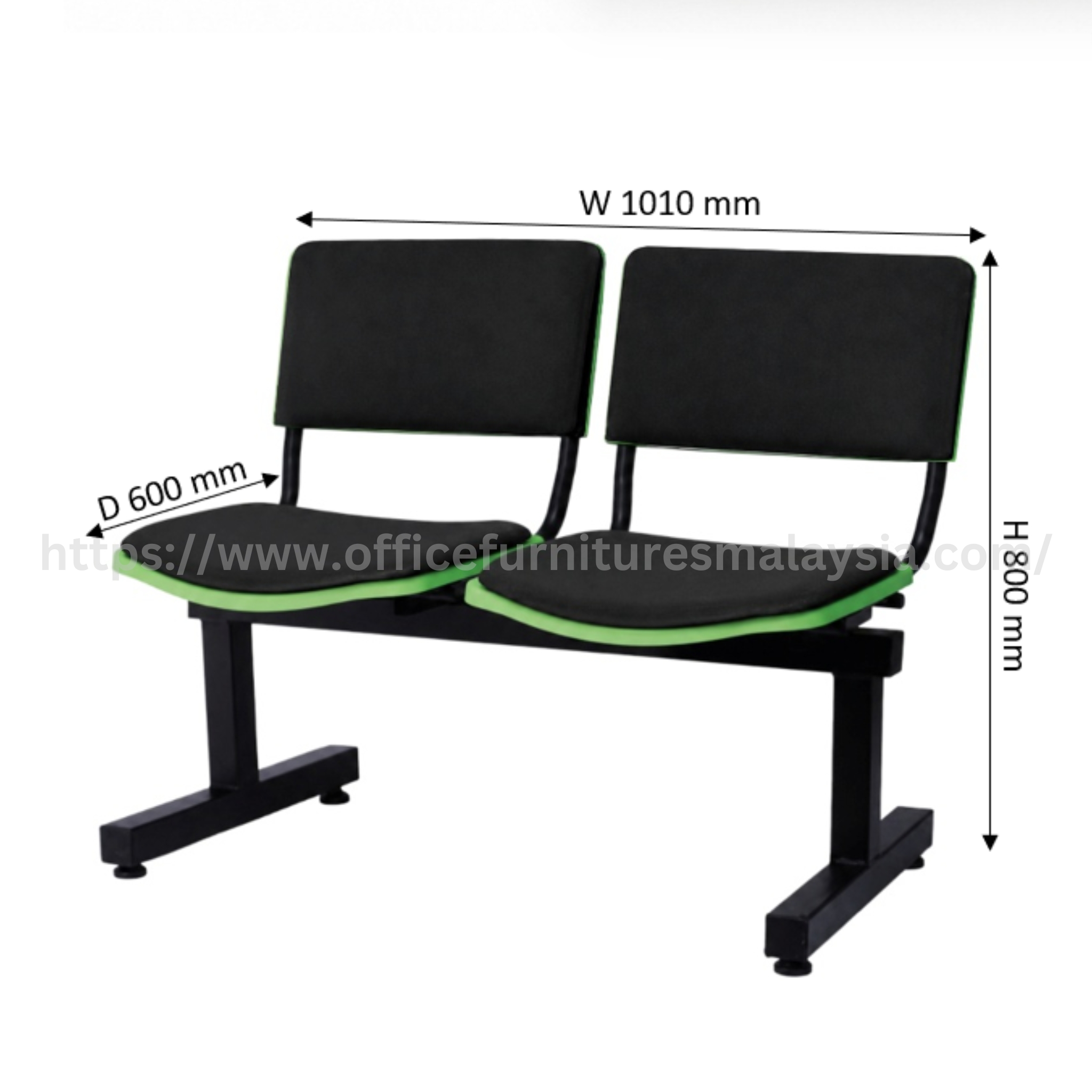 Niro 2 Seater Link Chair with Backrest & Seat Padded Sunway Puchong Alam Impian