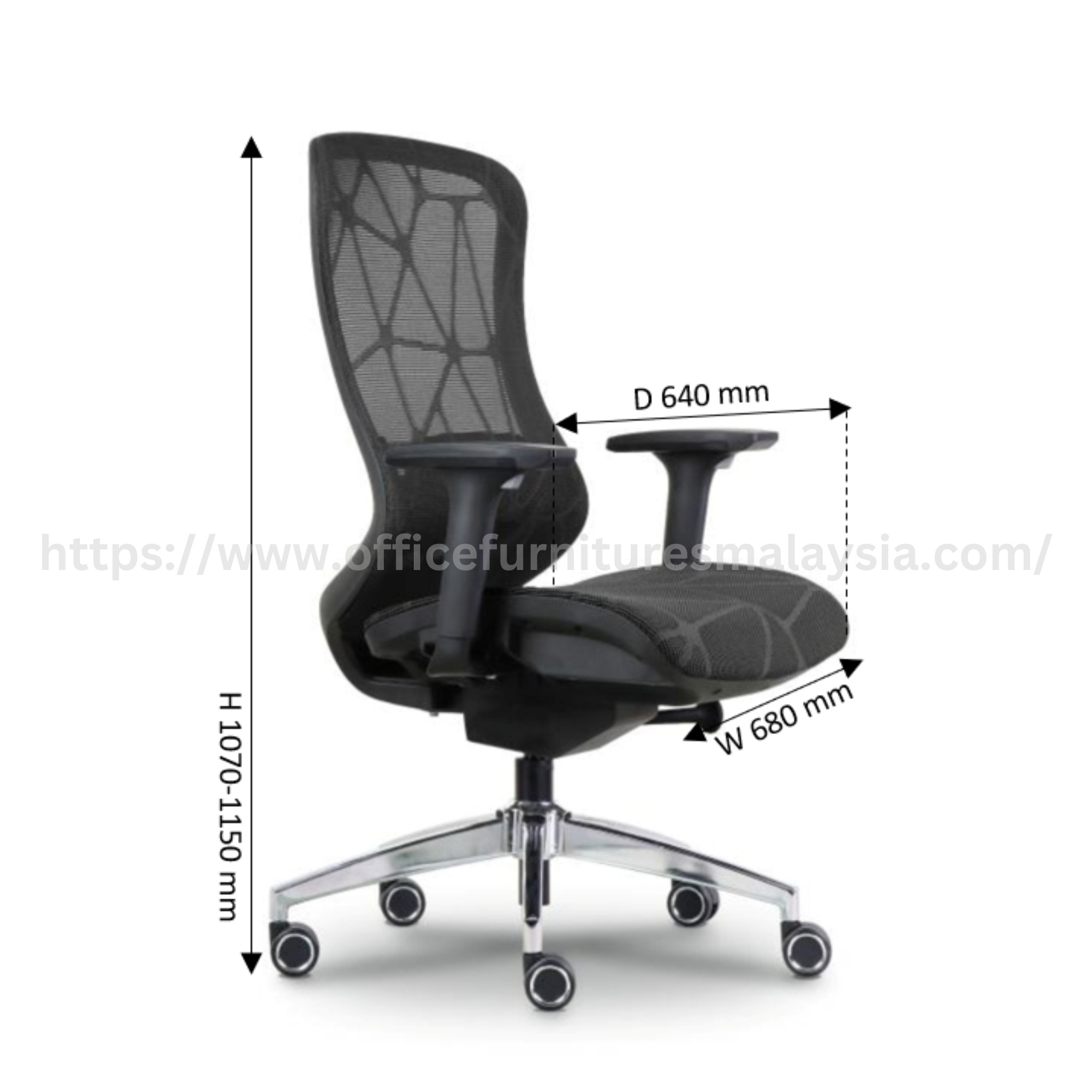 Reno Mediumback Mesh Chair Kota Warisan Serenia City Subang