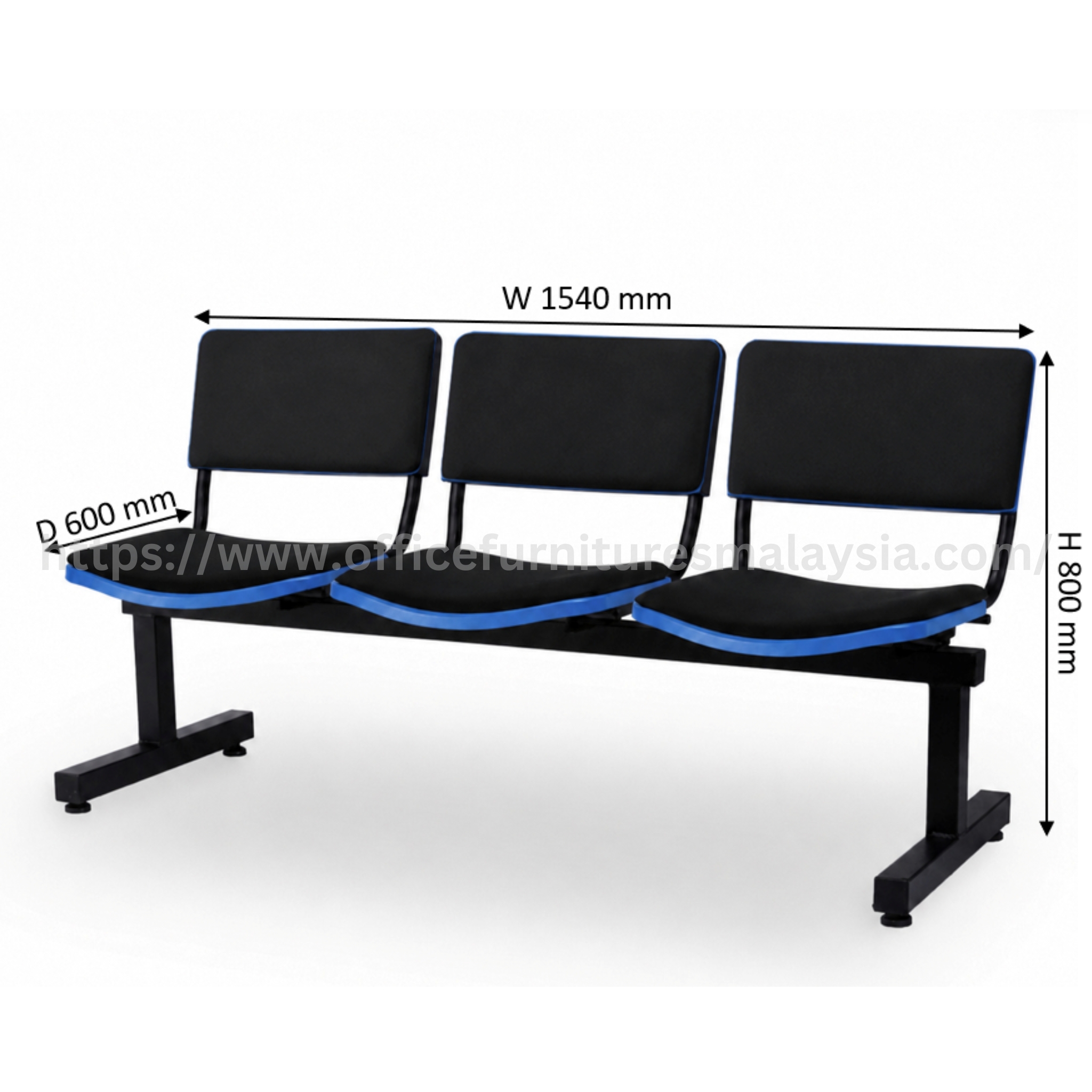 Renos 3 Seater Link Chair with Backrest & Seat Padded Ampang Setapak Wangsa Maju