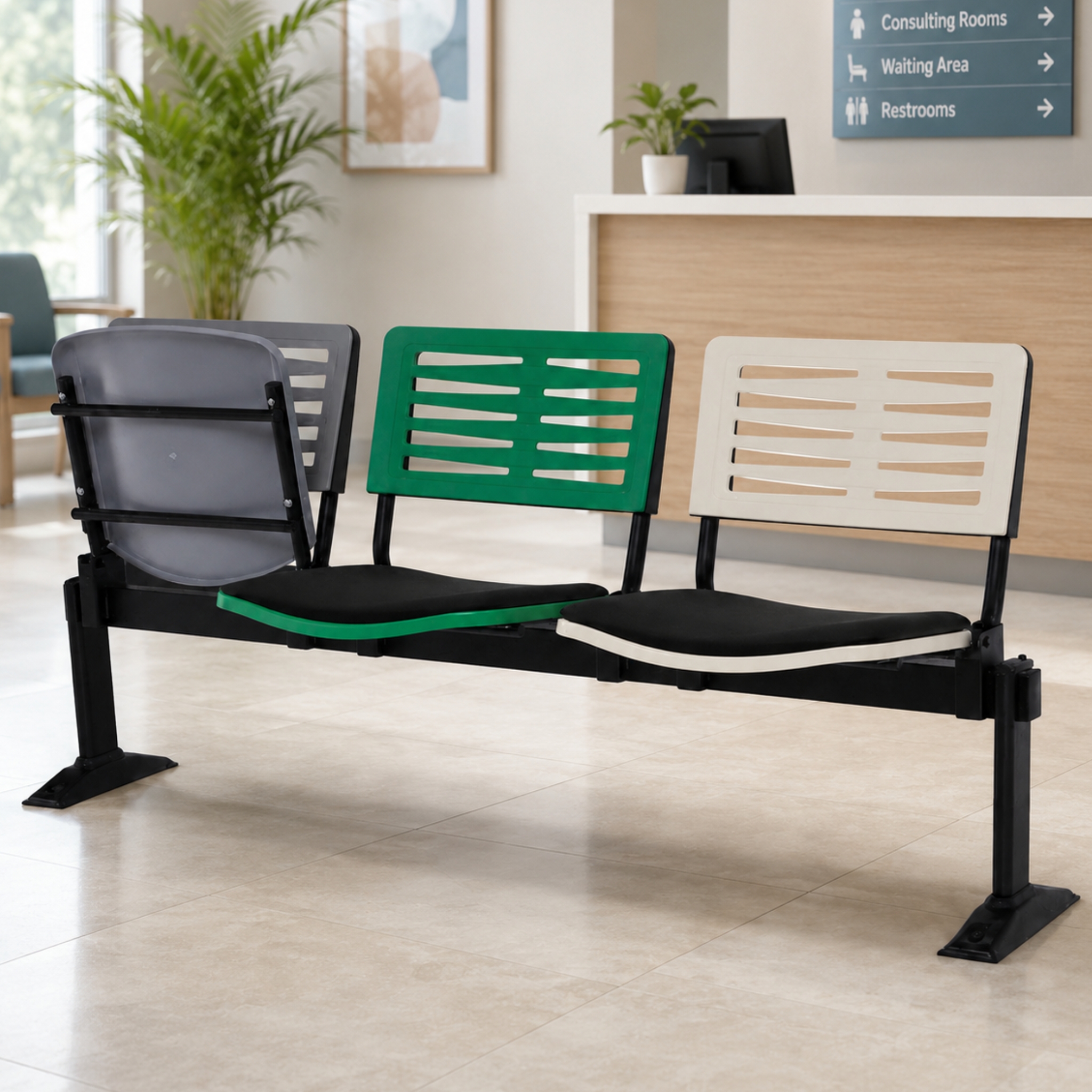 Rio 3 Seater Link Chair with Seat Padded Meru Kapar Pandamaran