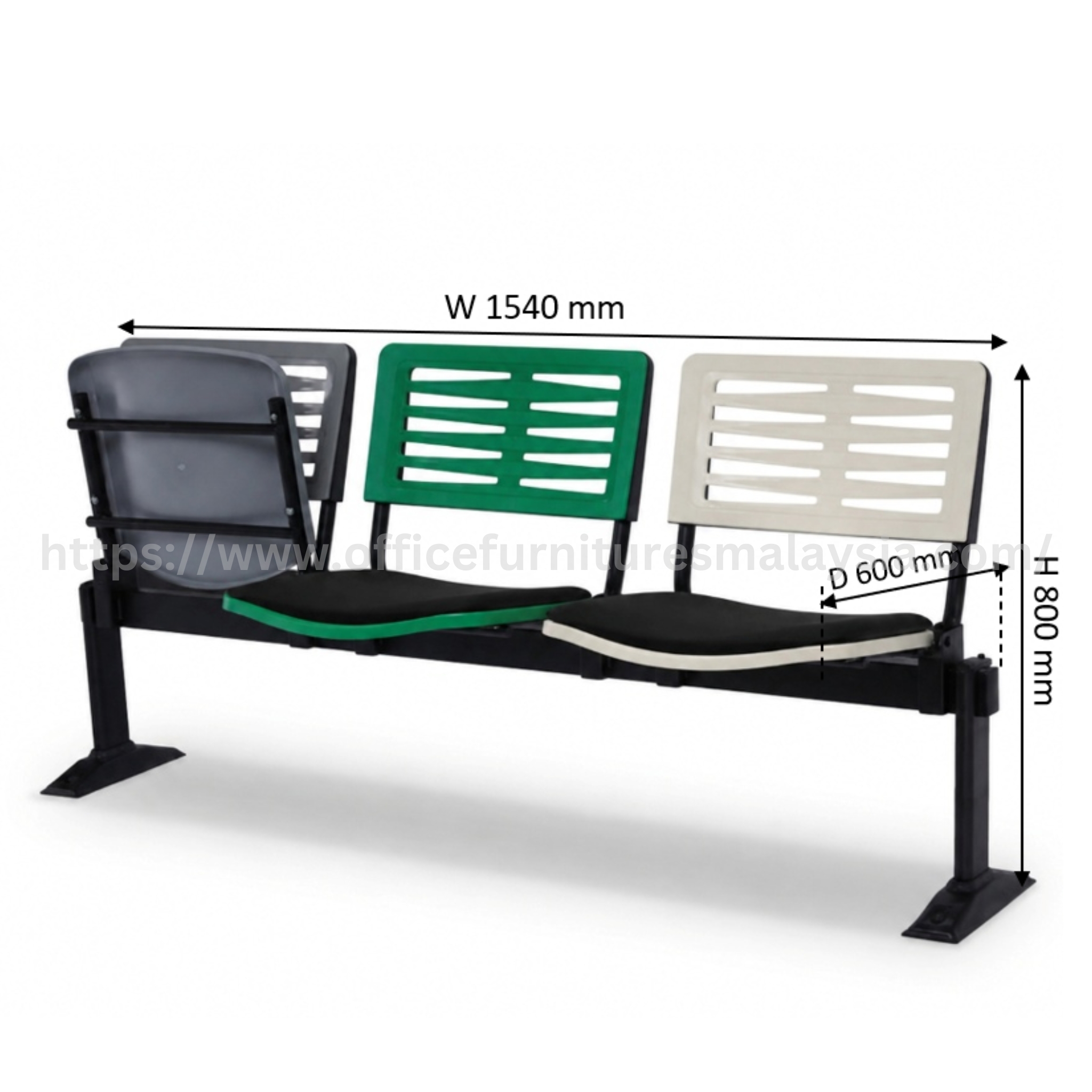 Rio 3 Seater Link Chair with Seat Padded Meru Kapar Pulau Indah