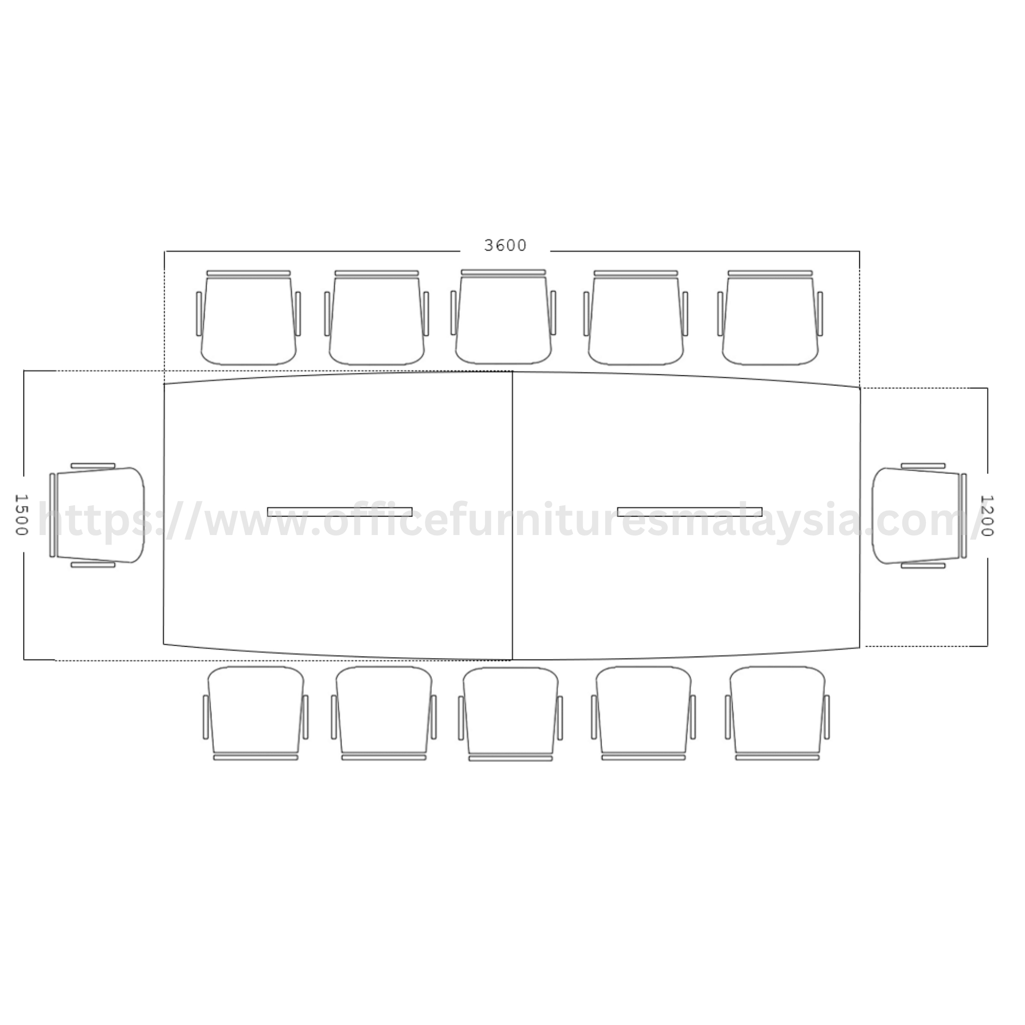 12ft Sven Boat-Shape Conference Table KLCC Kuala Lumpur Bangi