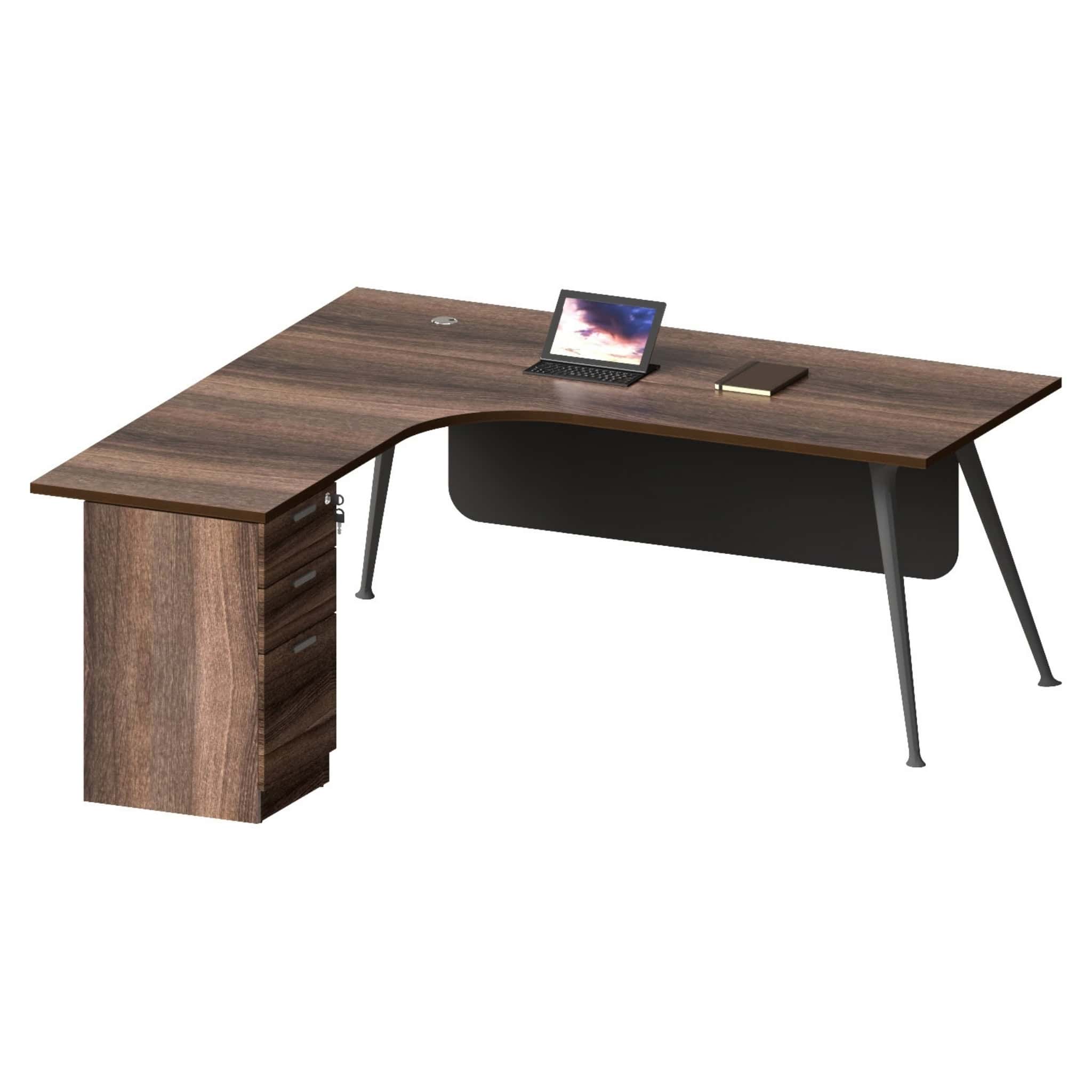5 ft Wesley L Shape Manager Table with Fixed Pedestal Bangi Serdang Kajang