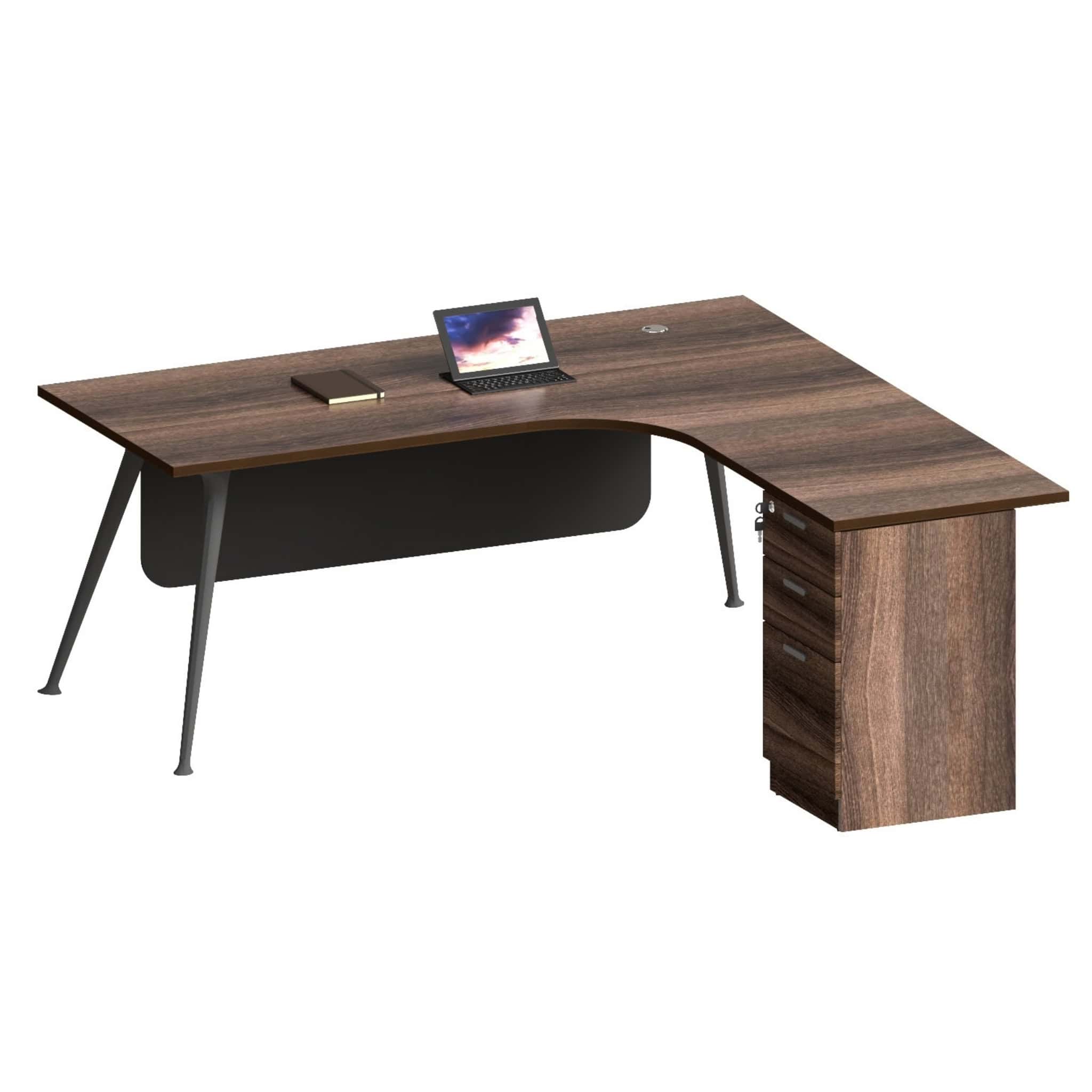 5 ft Wesley L Shape Manager Table with Fixed Pedestal Cyberjaya Meru