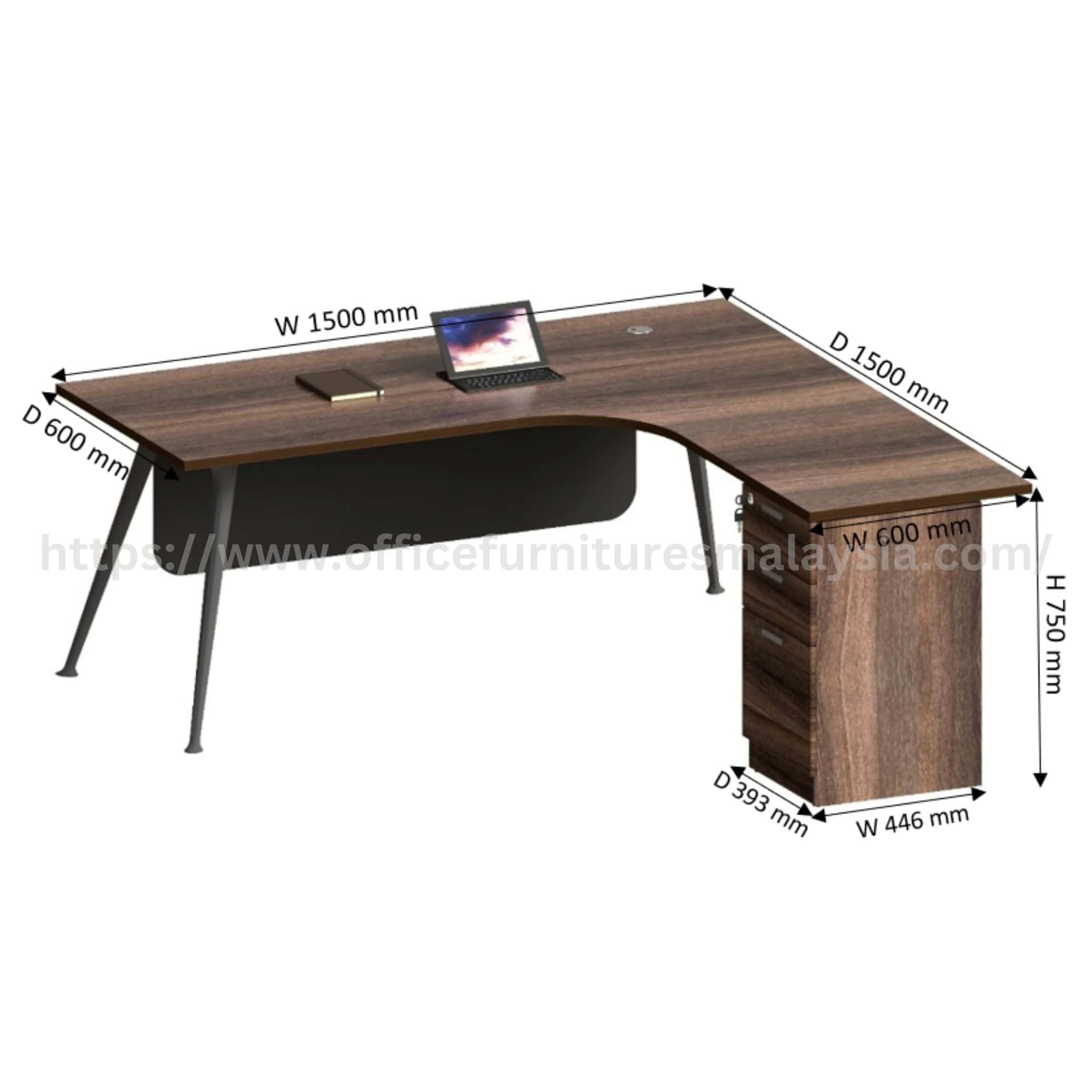 5 ft Wesley L Shape Writing Table with Fixed Pedestal Pulau Indah Klang Petaling Jaya