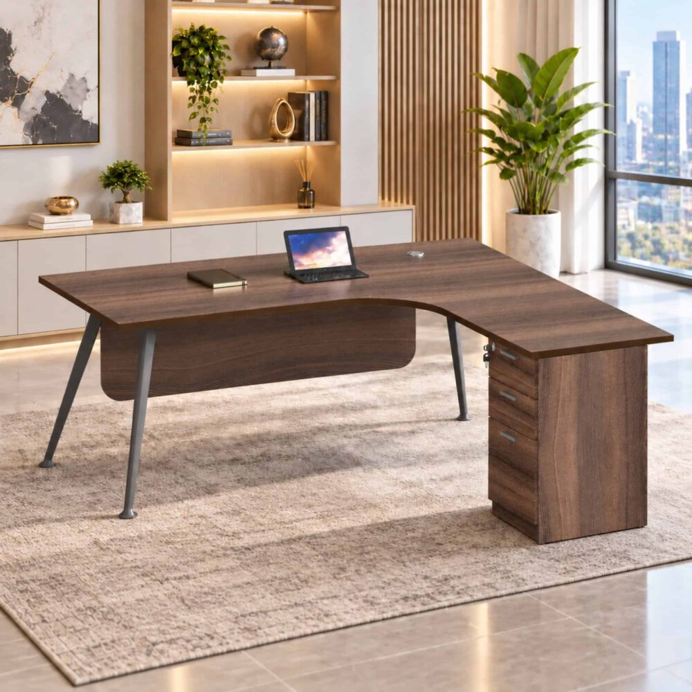 5 ft Wesley L Shape Writing Table with Fixed Pedestal Pulau Indah Klang Selayang 5 ft Wesley L Shape Writing Table with Fixed Pedestal Pulau Indah Klang Selayang