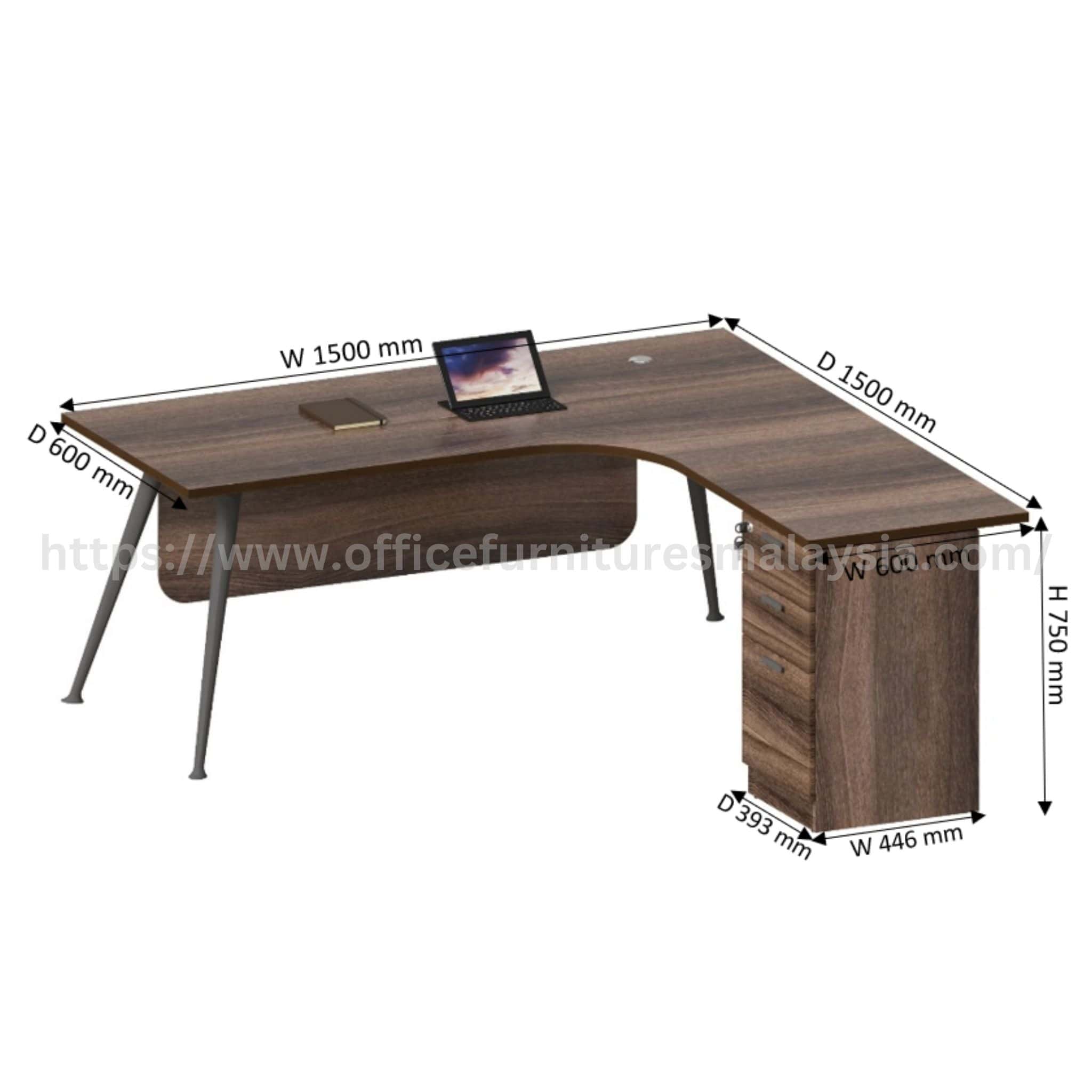 5 ft Wesley L Shape Writing Table with Fixed Pedestal Sungai Buloh Sunway Bukit Jelutong