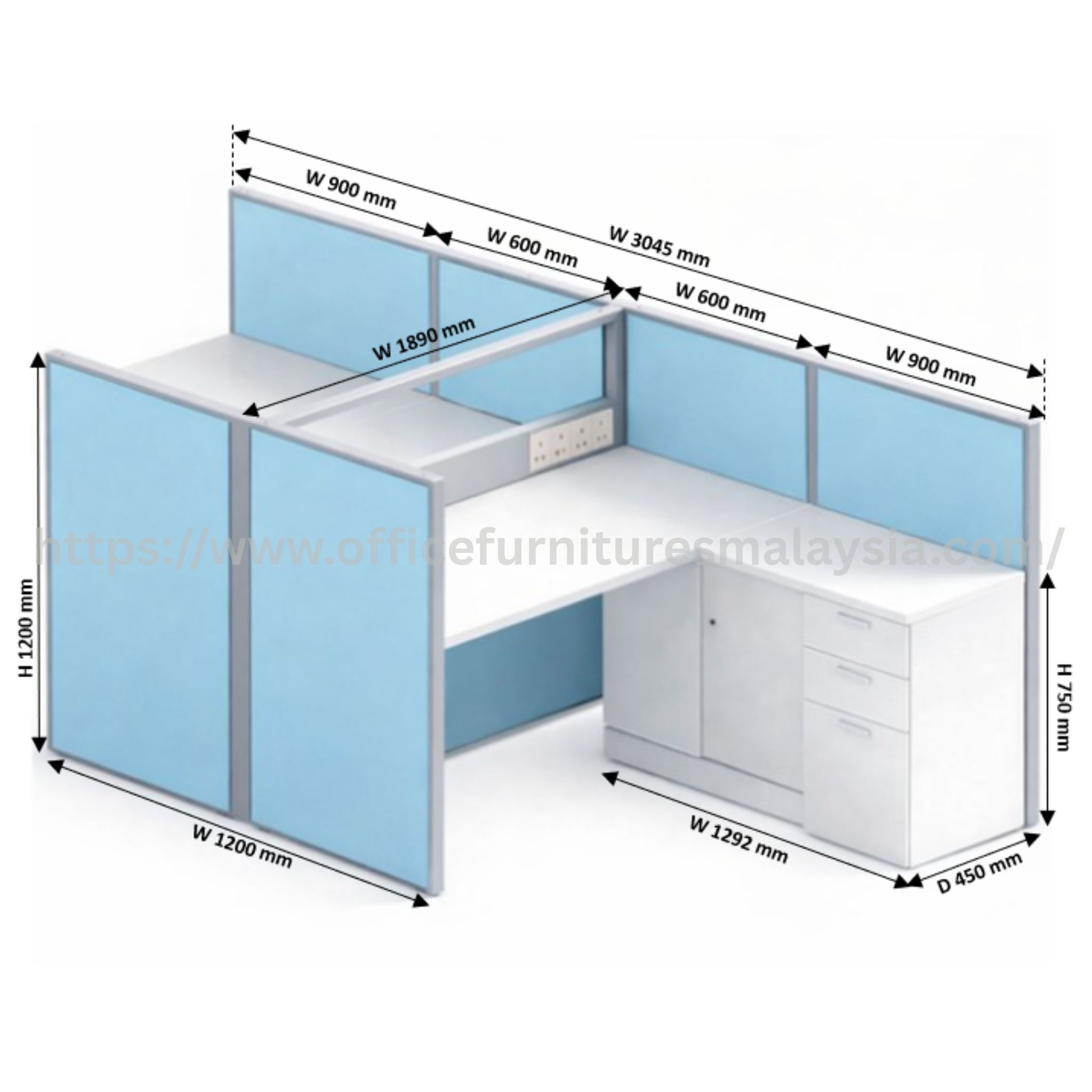 6 ft Vortex 1 Seater Workstation Senawang Kuantan Perak