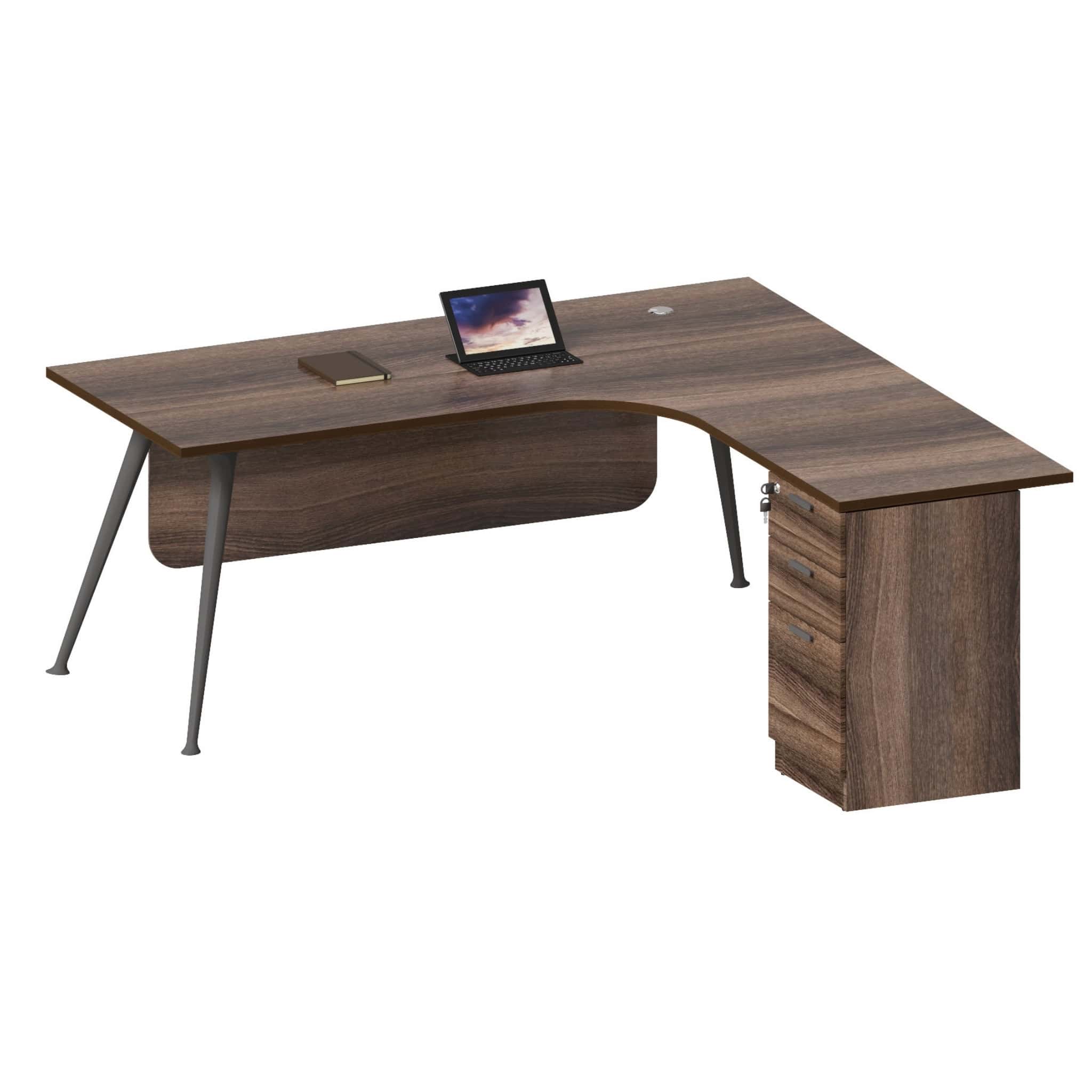 6 ft Wesley L Shape Writing Table with Fixed Pedestal Pulau Indah Segambut Semenyih