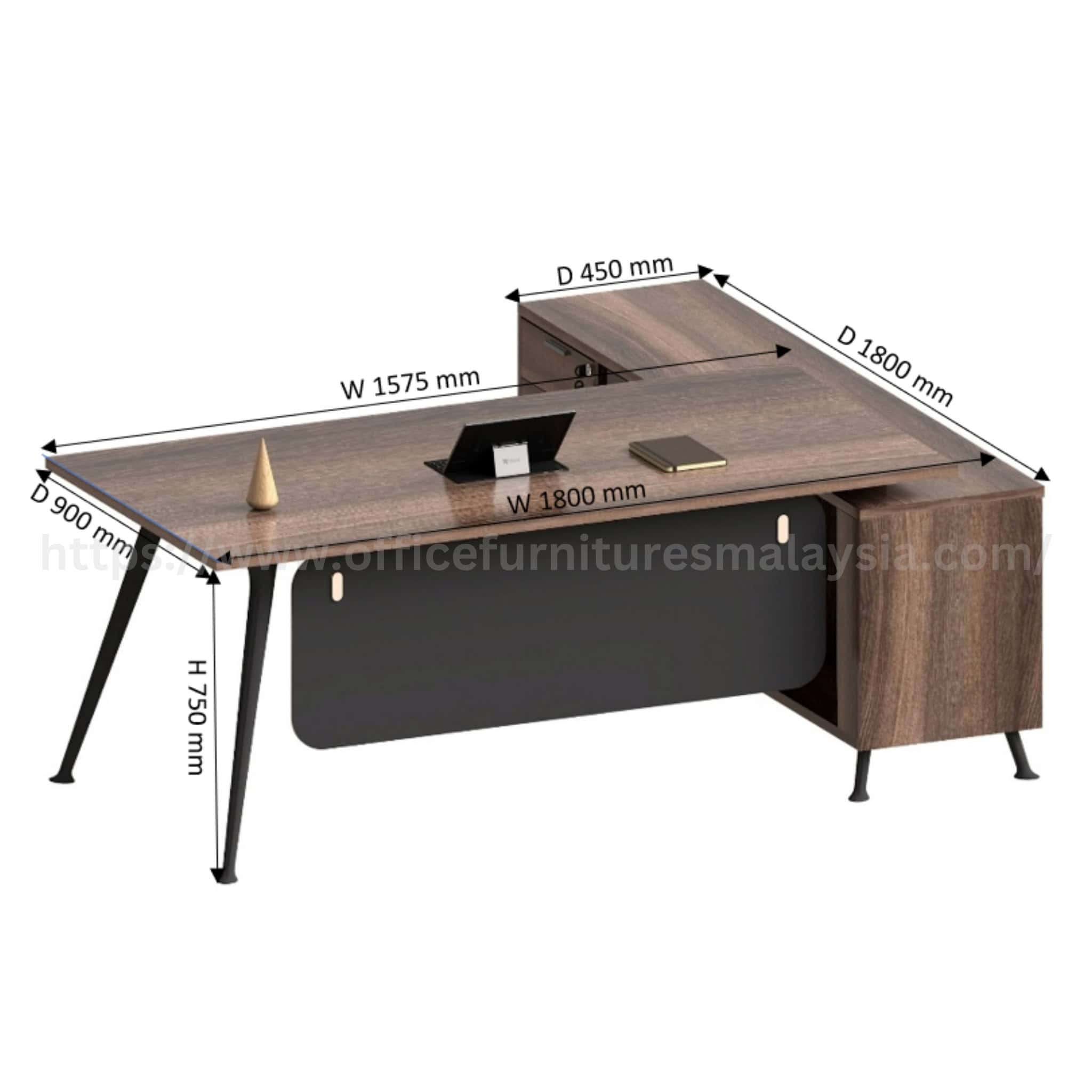 6 ft Wesley Modern Director Table with Side Cabinet Putrajaya Klang Putrajaya