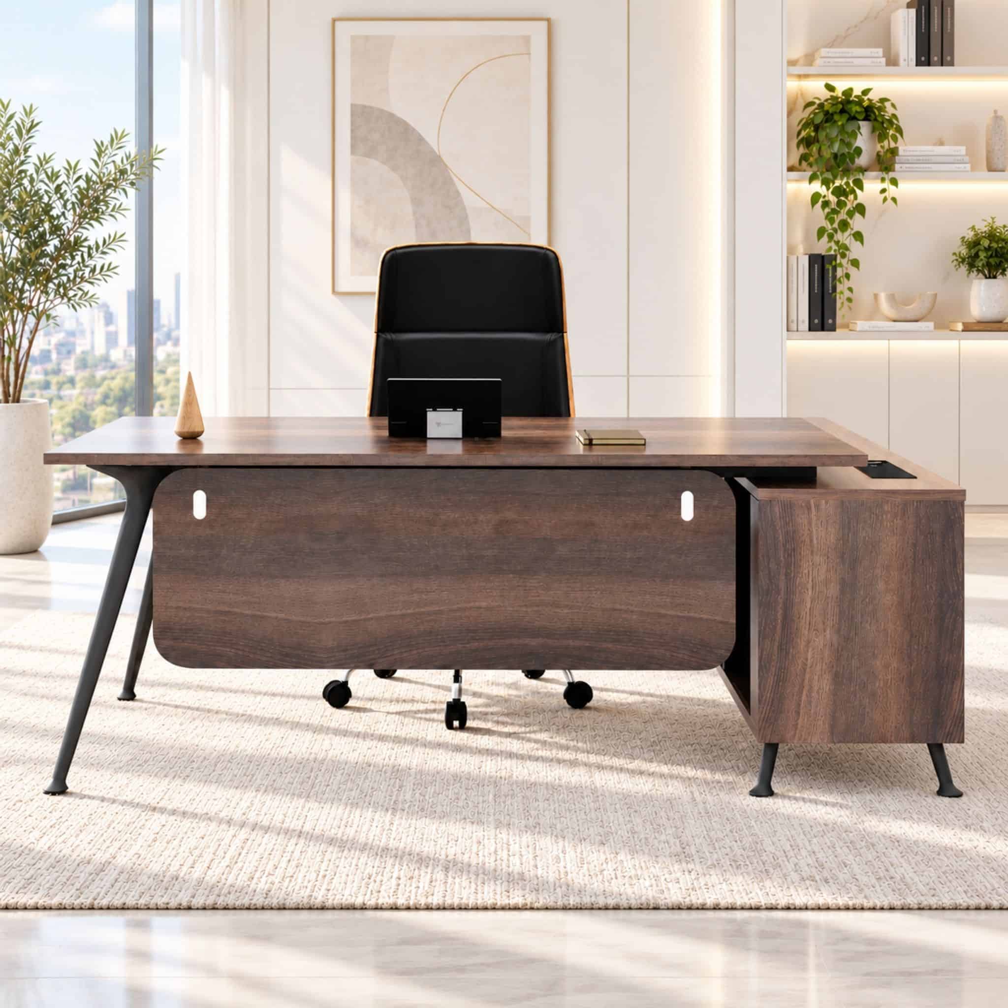 7 ft Wesley Director Writing Table with Side Cabinet Klang Bangi Banting