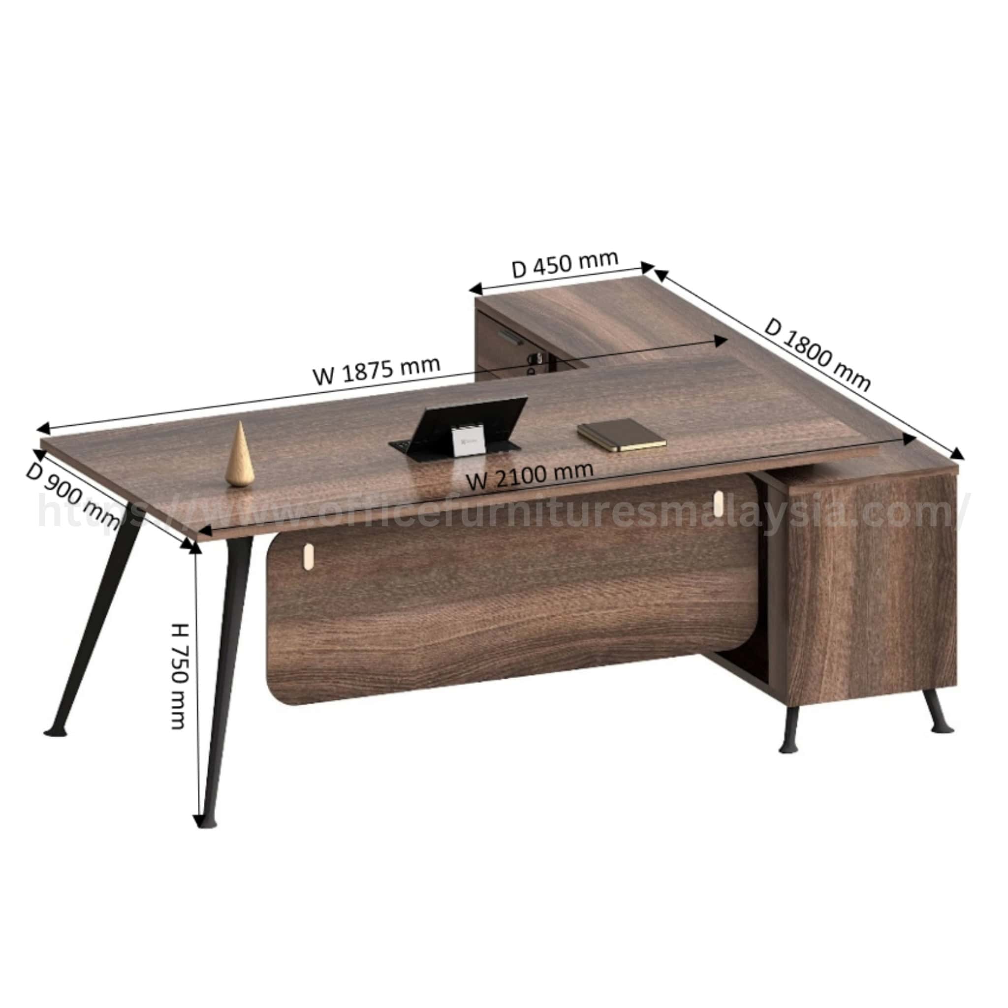 7 ft Wesley Modern Director Table with Side Cabinet Klang Serdang Selayang