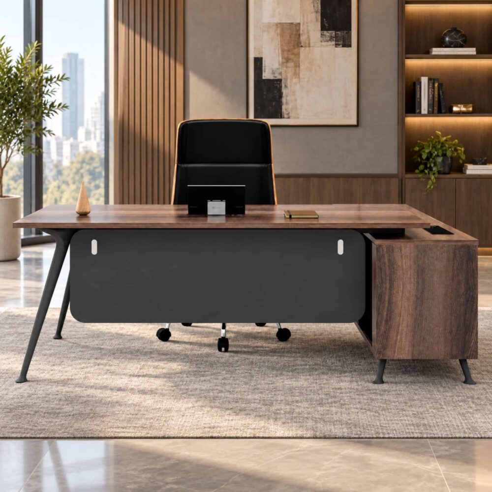 7 ft Wesley Modern Director Table with Side Cabinet Meru Putrajaya Cyberjaya
