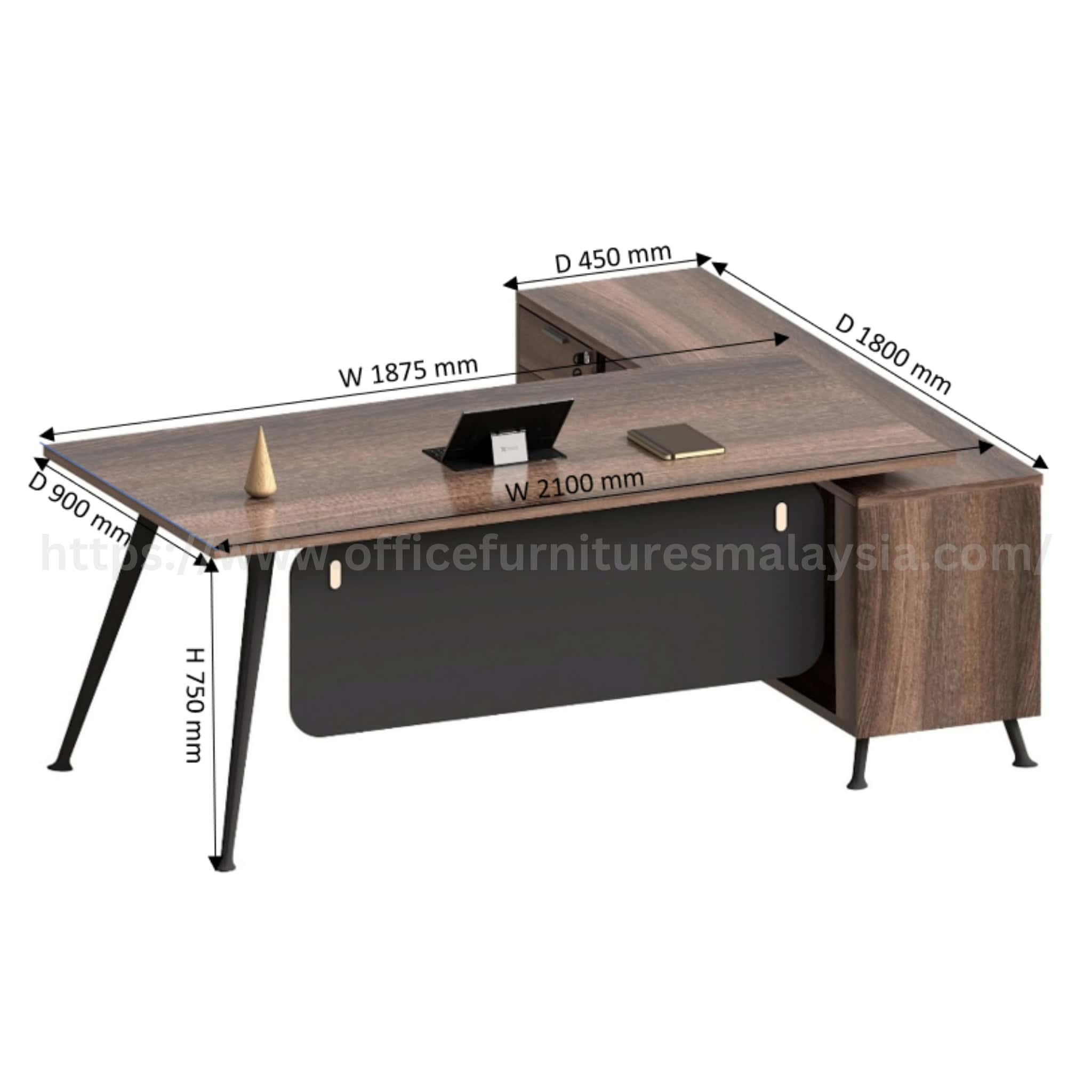 7 ft Wesley Modern Director Table with Side Cabinet Petaling Jaya Meru Bangi