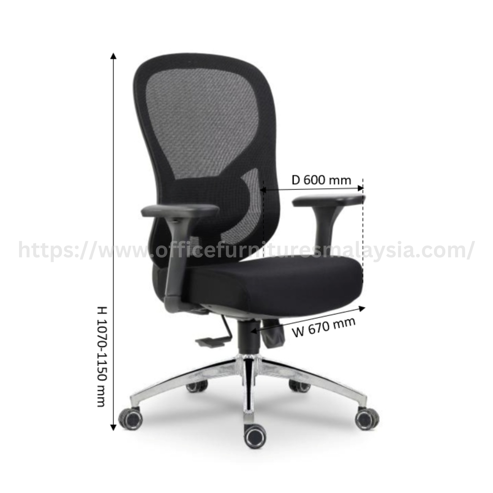 Evaro Executive Mediumback Mesh Chair Selayang Bangi Kajang