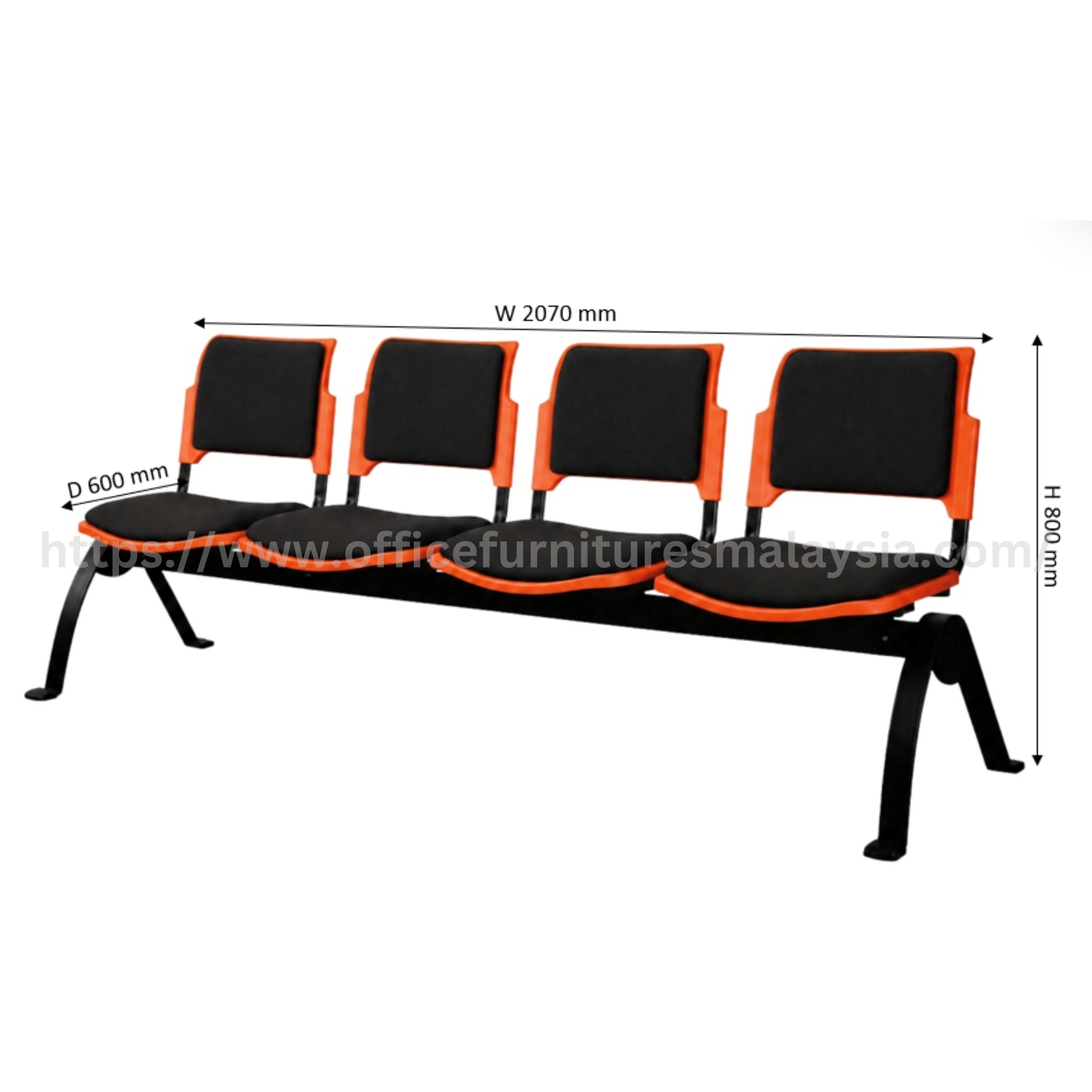 Pavo 4 Seater Link Chair with Backrest & Seat Padded Serdang Balakong Kajang