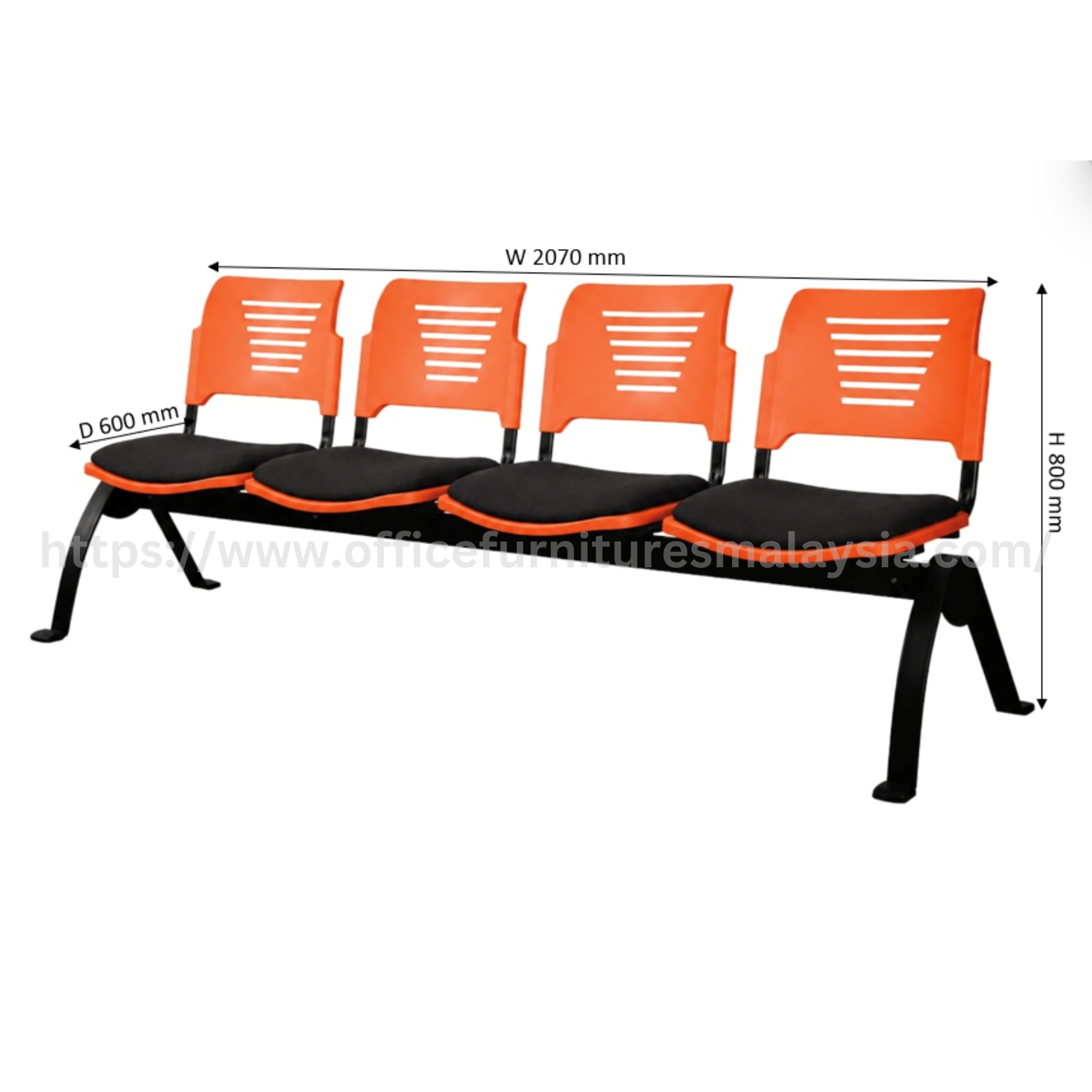 Pavo 4 Seater Link Chair with Seat Padded Meru Kapar Serdang