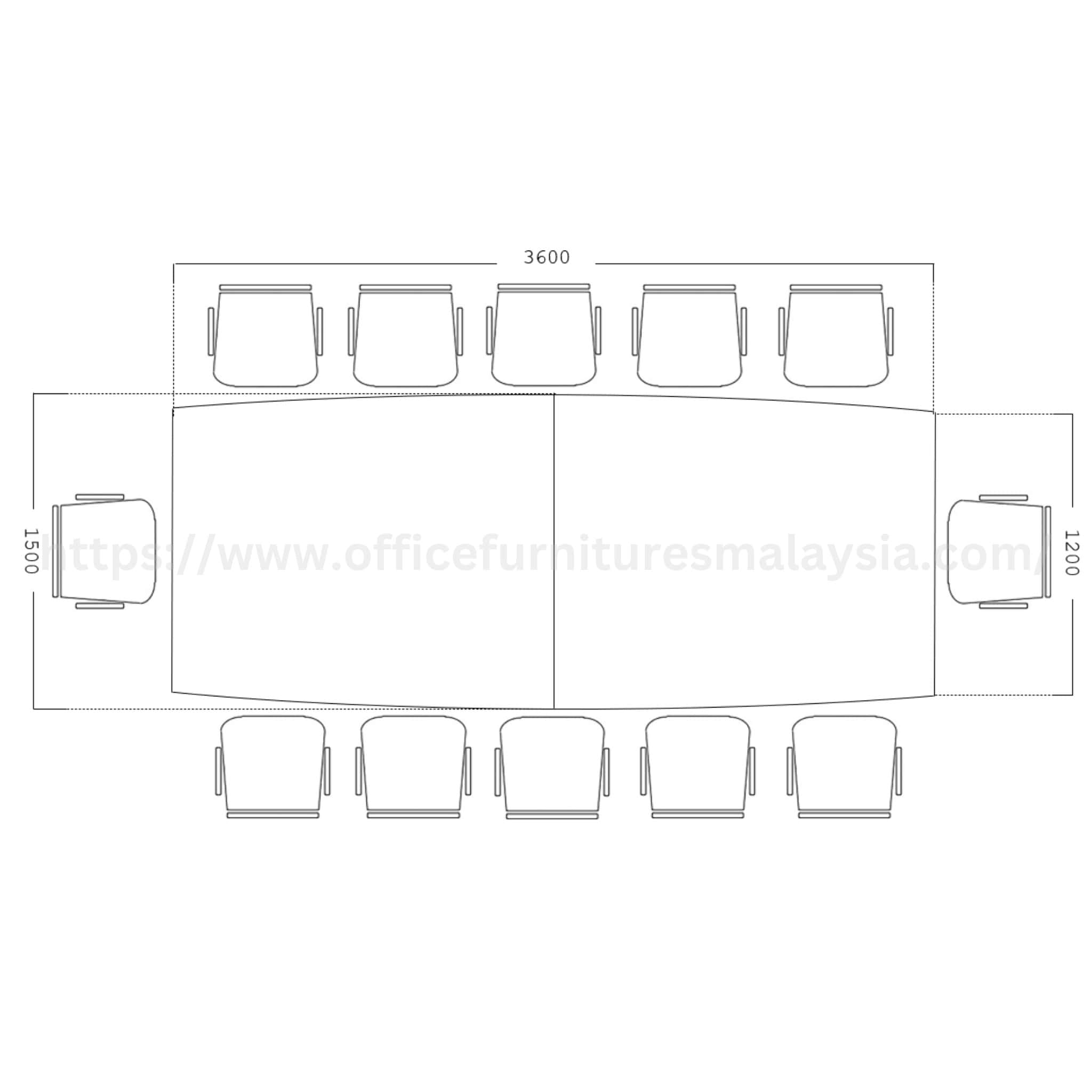 12 ft Wesley Modern Boat Shaped Conference Table Cyberjaya Klang Meru