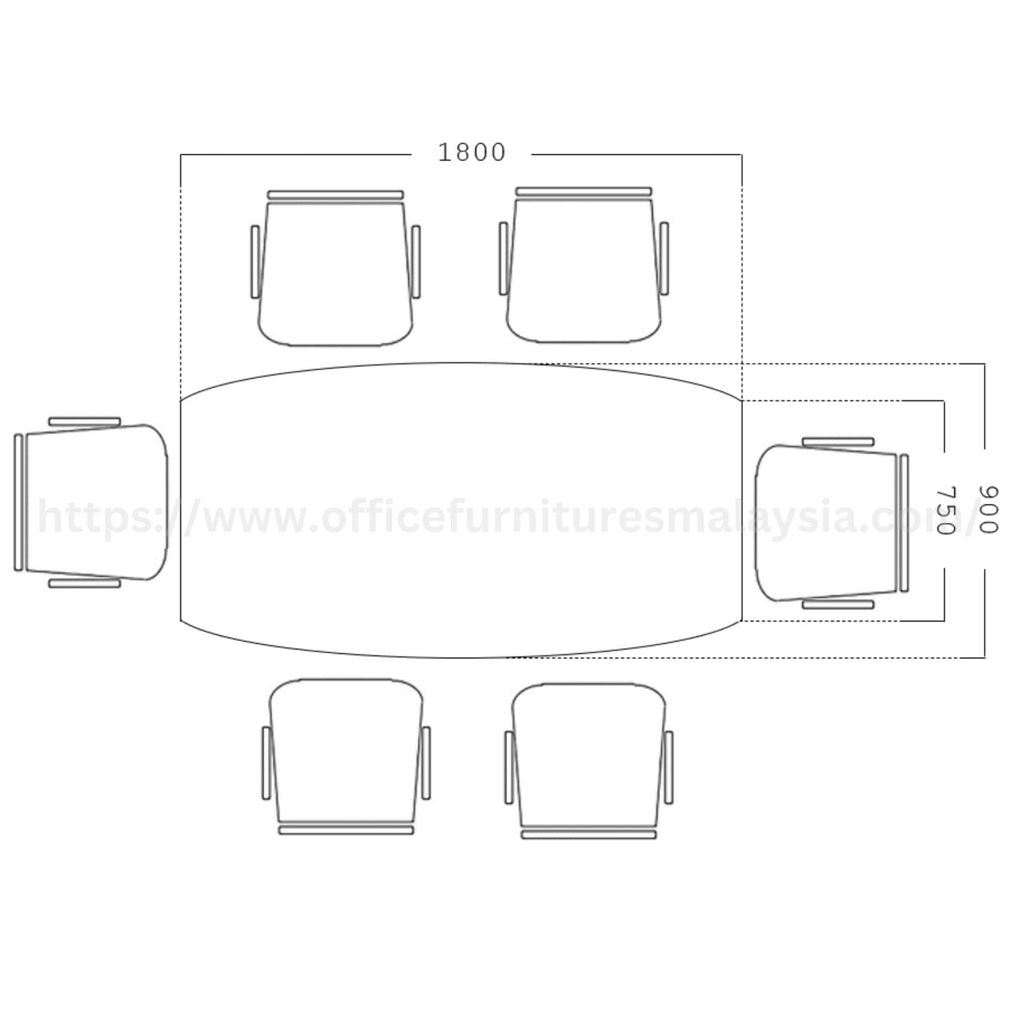 6 ft Wesley Modern Boat Shaped Conference Table Kota Kemuning Cyberjaya Damansara Heights