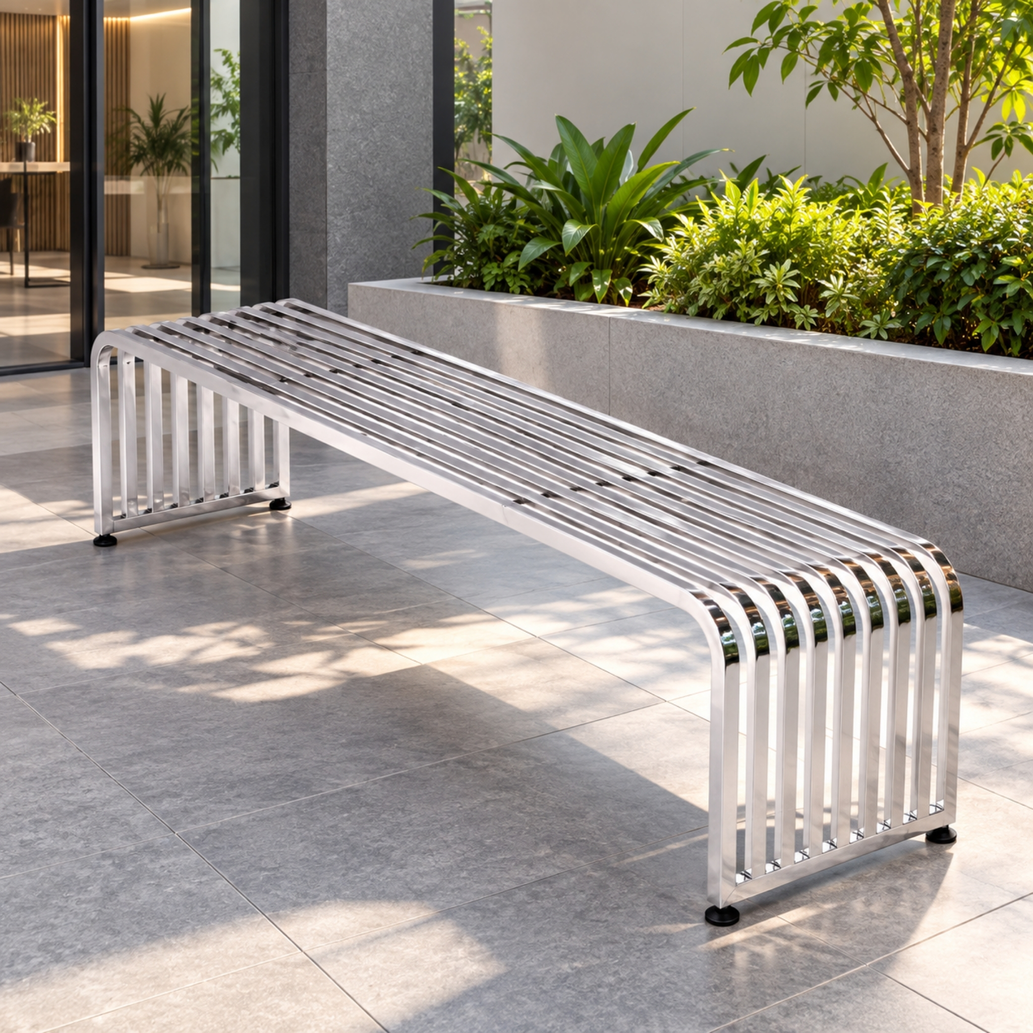 6.6 ft Stainless Steel Bench Curve Corner Banting Kajang Meru
