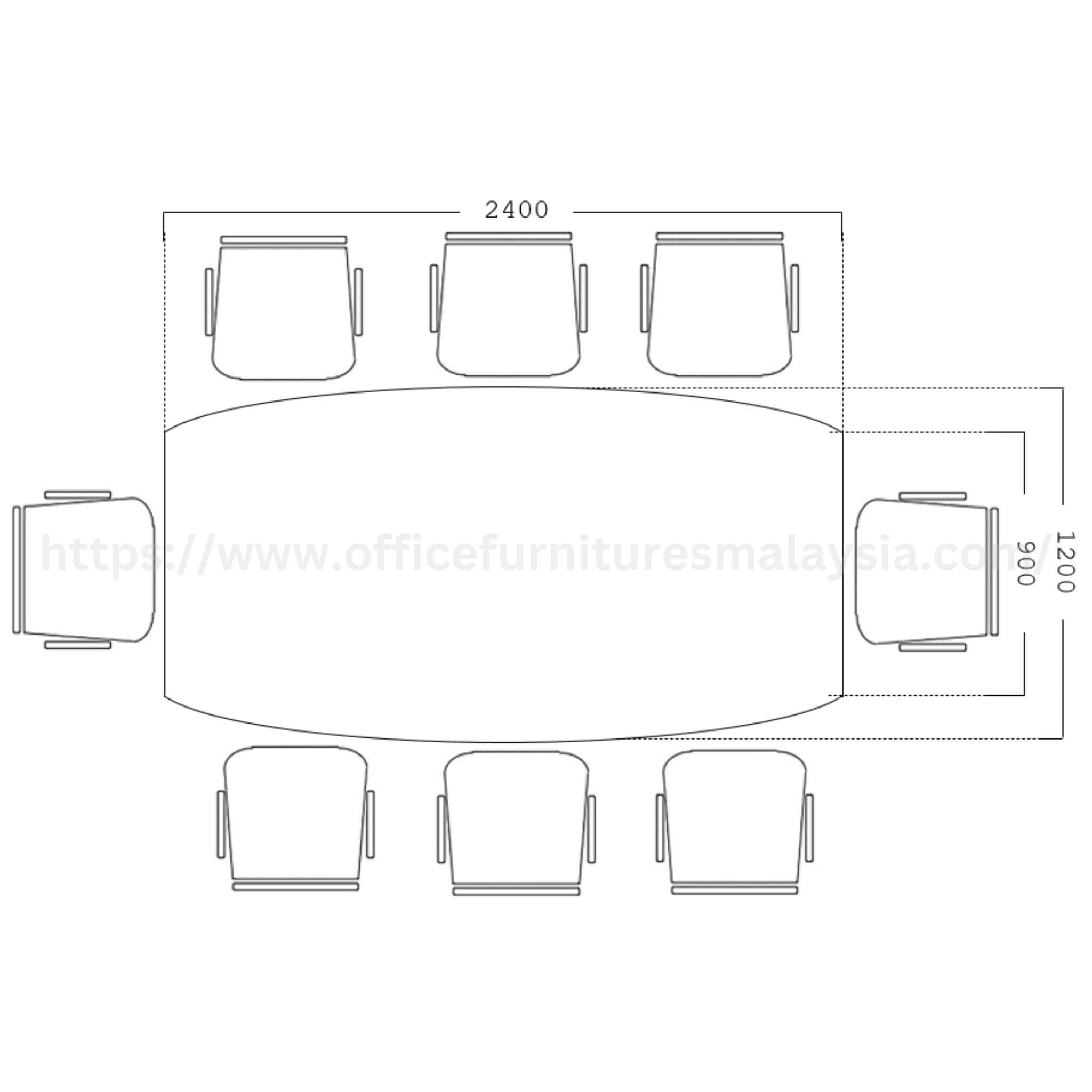 8 ft Wesley Modern Boat Shaped Conference Table Bukit Bintang Pudu Serdang