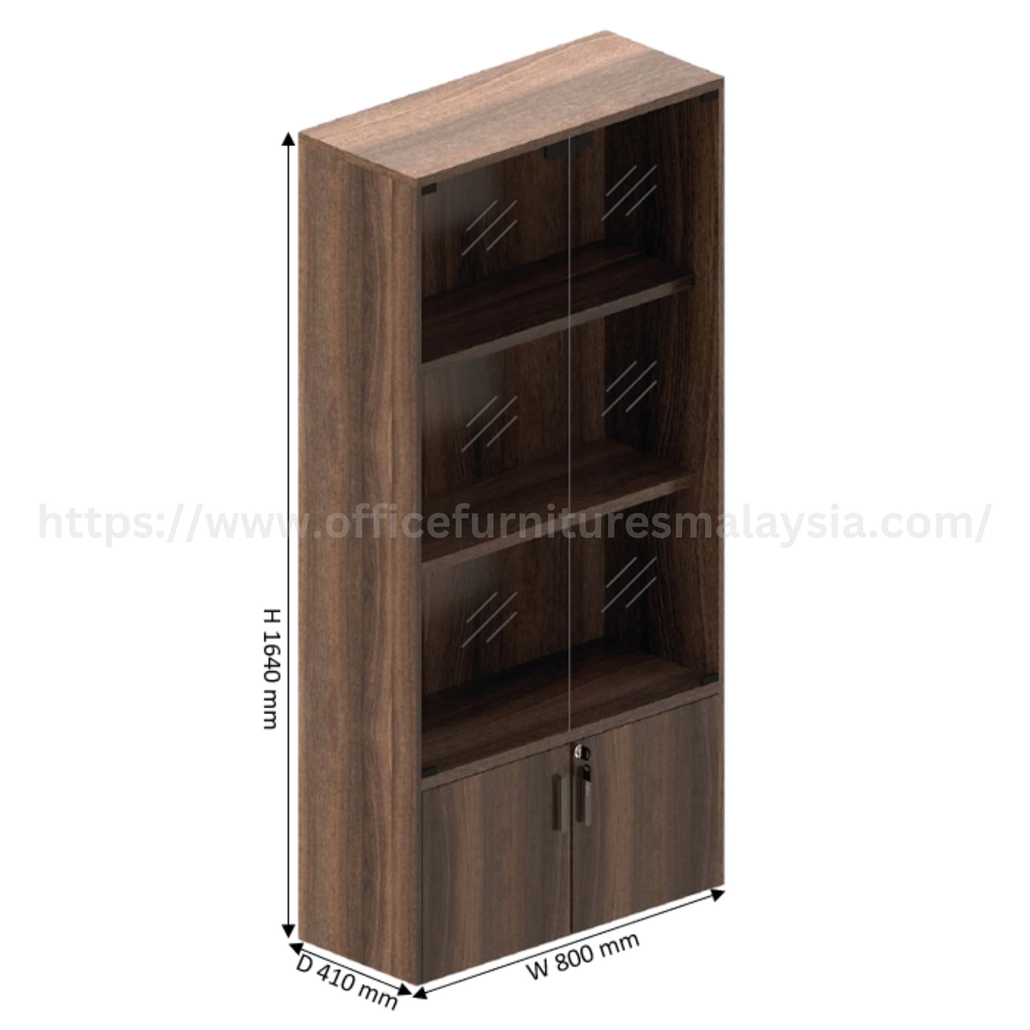 Wesley 4 Tier Book Shelf with Glass Door Cabinet Kapar Klang Selayang