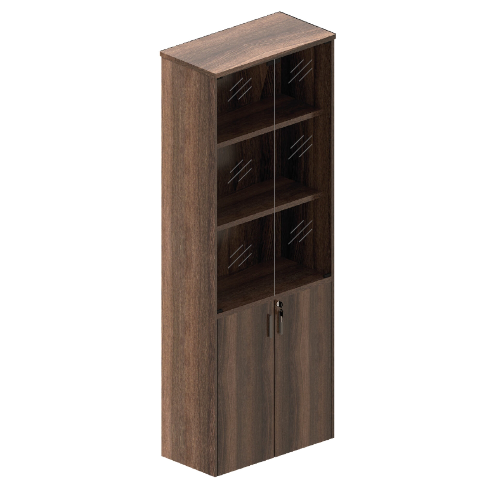 Wesley Book Shelf with Glass Door Cabinet Meru Kajang Bangi